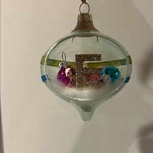 Anthropologie Glass Party Animal “E” Monogram Ornament